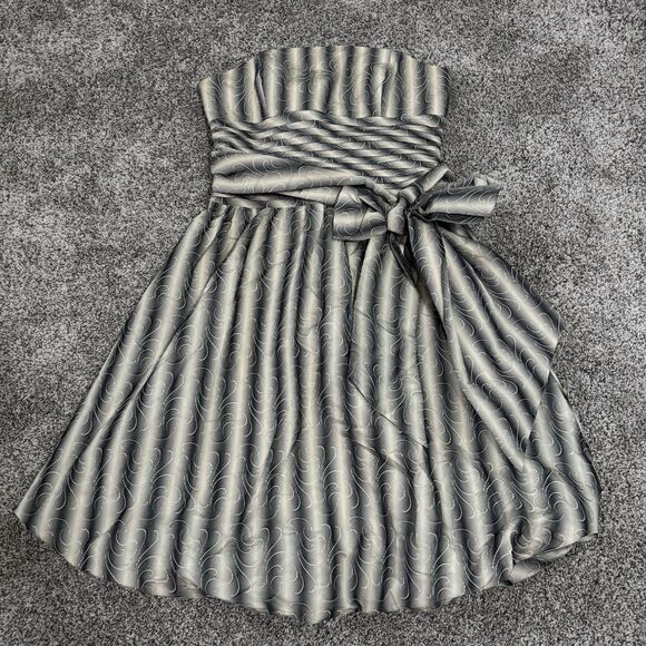 BCBG MAXAZRIA Strapless Striped Bubble Hem Sleeveless Ombre Dress Women’s Size 4 - Picture 1 of 13